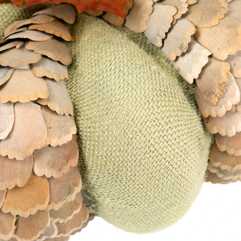 10" Green & Brown Autumn Harvest Tabletop Pumpkin