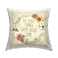Stupell Industries Heartwarming Great Love Quote Floral Border Throw Pillow, 18" x 18"