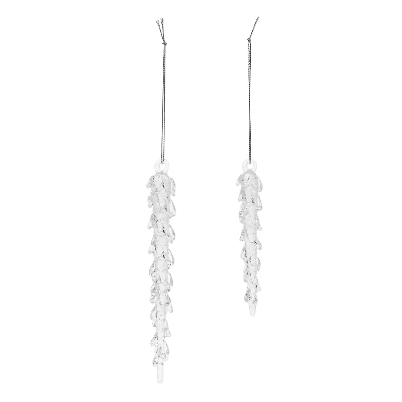 Dripping Glass Icicle Drop Ornaments Set