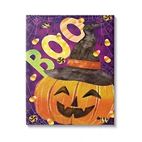 Stupell Industries Boo Jack-o-Lantern Halloween Candy Canvas Wall Art