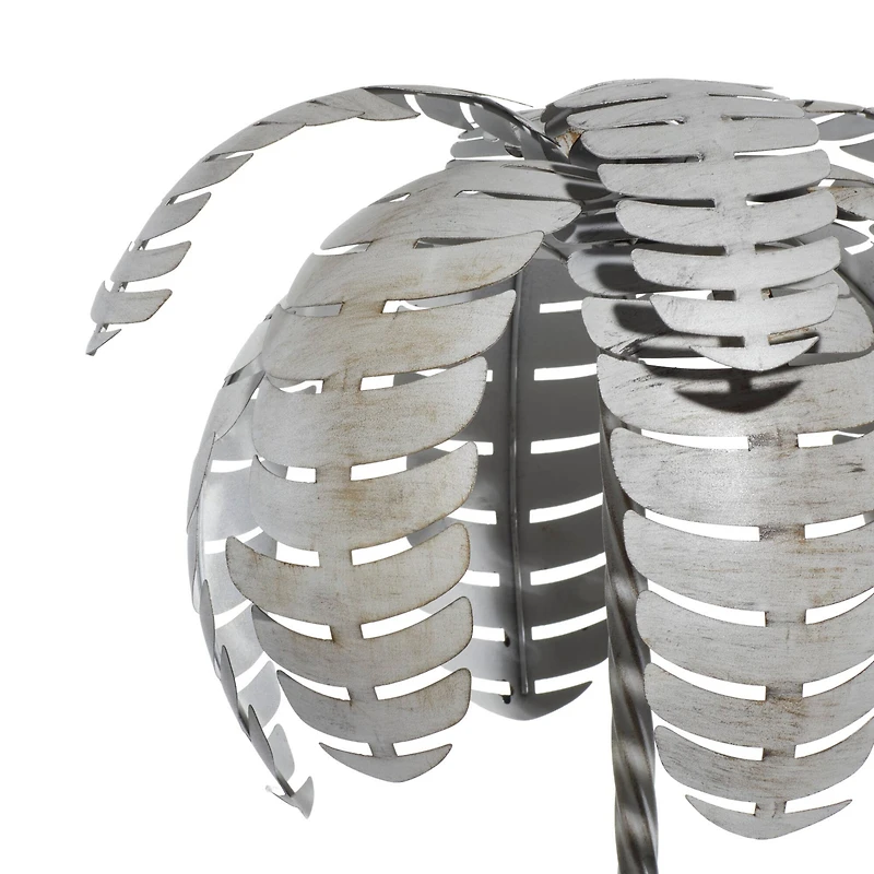 55" Gray Metal Contemporary Palm Tree Planter