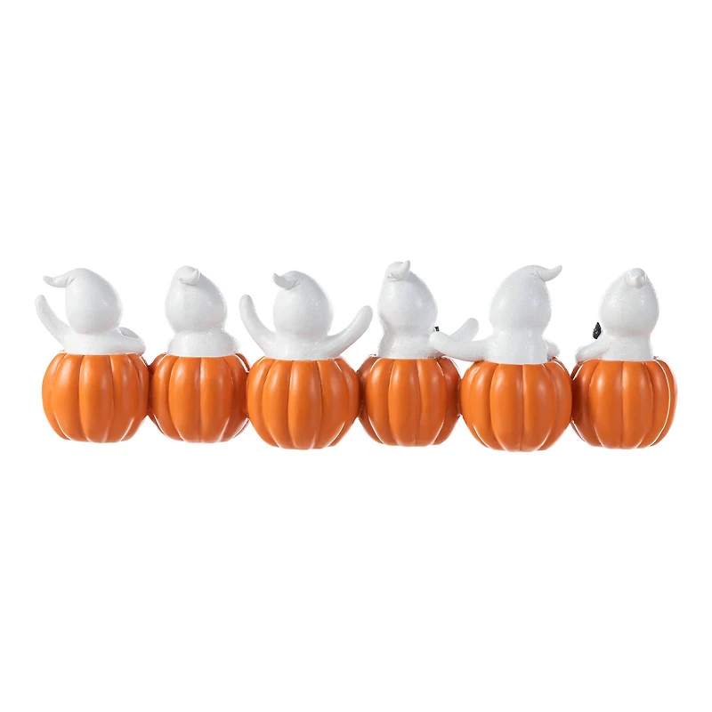 Glitzhome® 15.5"L Halloween Polyresin SPOOKY Ghost Pumpkin Table Decor
