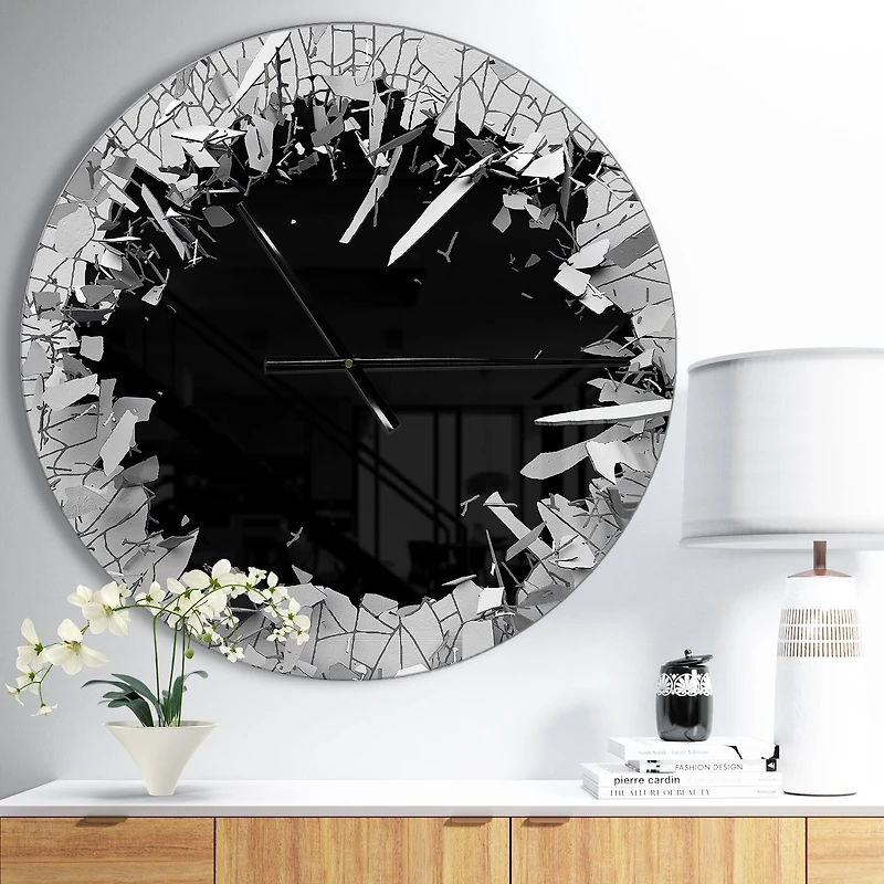 Designart Broken Wall 3D Abstract Design Modern Wall Clock