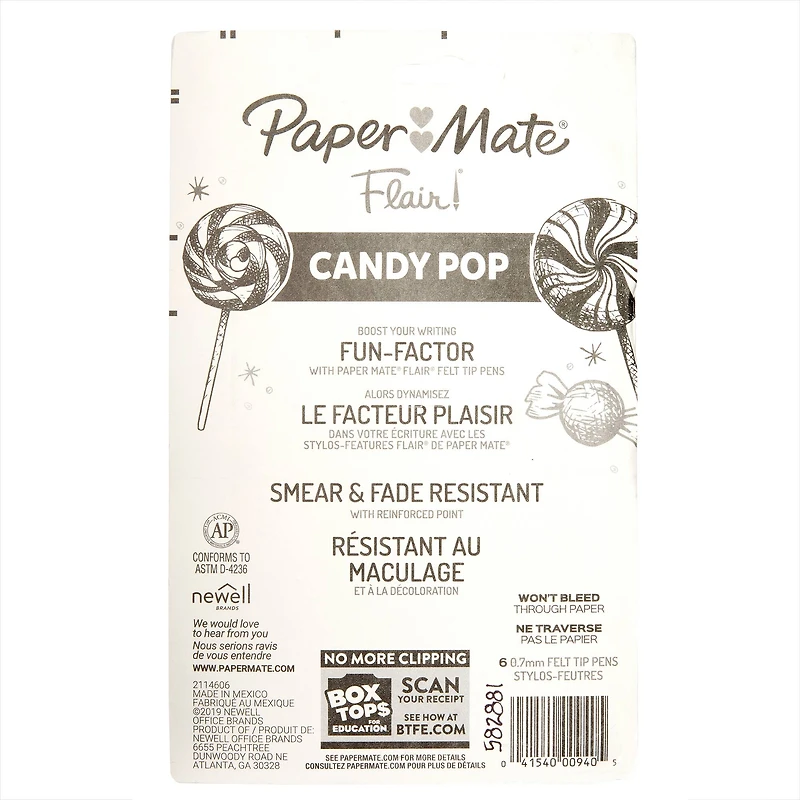 Paper Mate® Flair® Felt Tip Pen Set, 6 Color Candy Pop