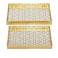 CosmoLiving by Cosmopolitan Matte Gold Plastic Glam Tray Set