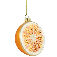 3.5" Glittered Orange Slice Glass Ornament