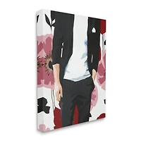 Stupell Industries Men's Casual Fashion Suit Pink Floral Pattern Canvas Wall Art