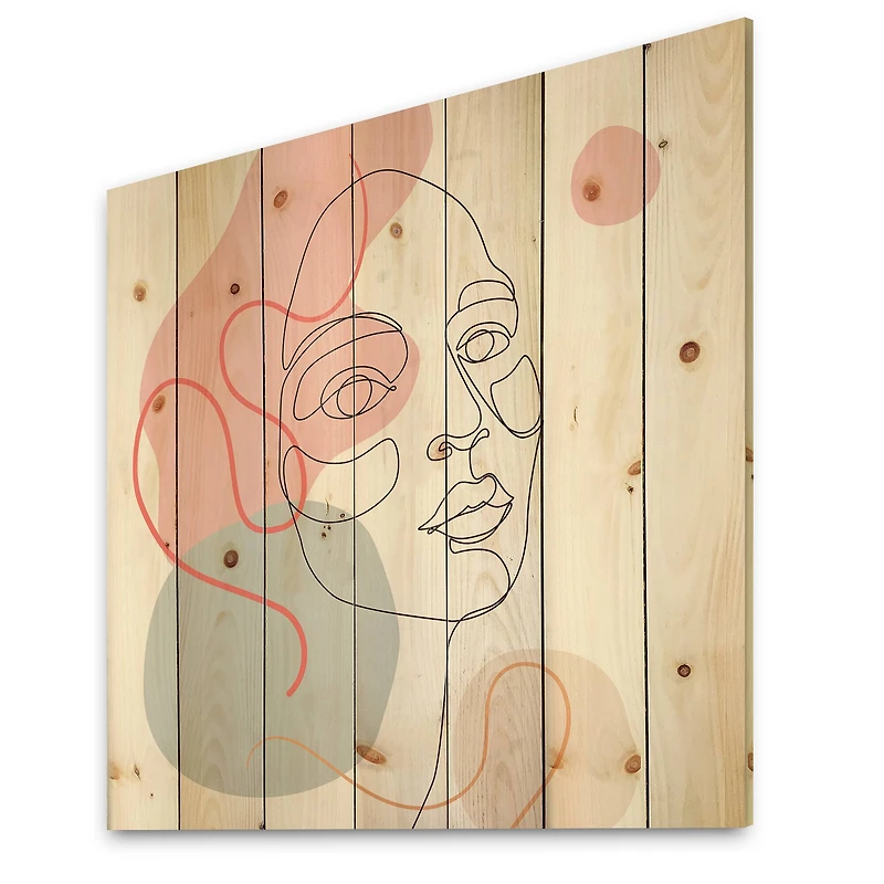 Designart - One Line Drawing of Young Woman In Pastel Tones