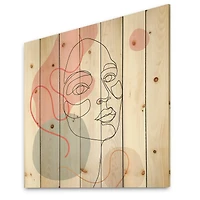 Designart - One Line Drawing of Young Woman In Pastel Tones