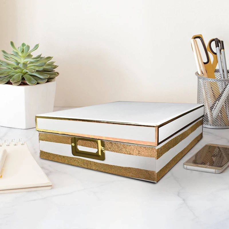 White & Gold Document Box by Ashland