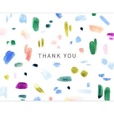 JAM Paper 'Go Green' Brush Stroke Thank You Card Set, 16ct.