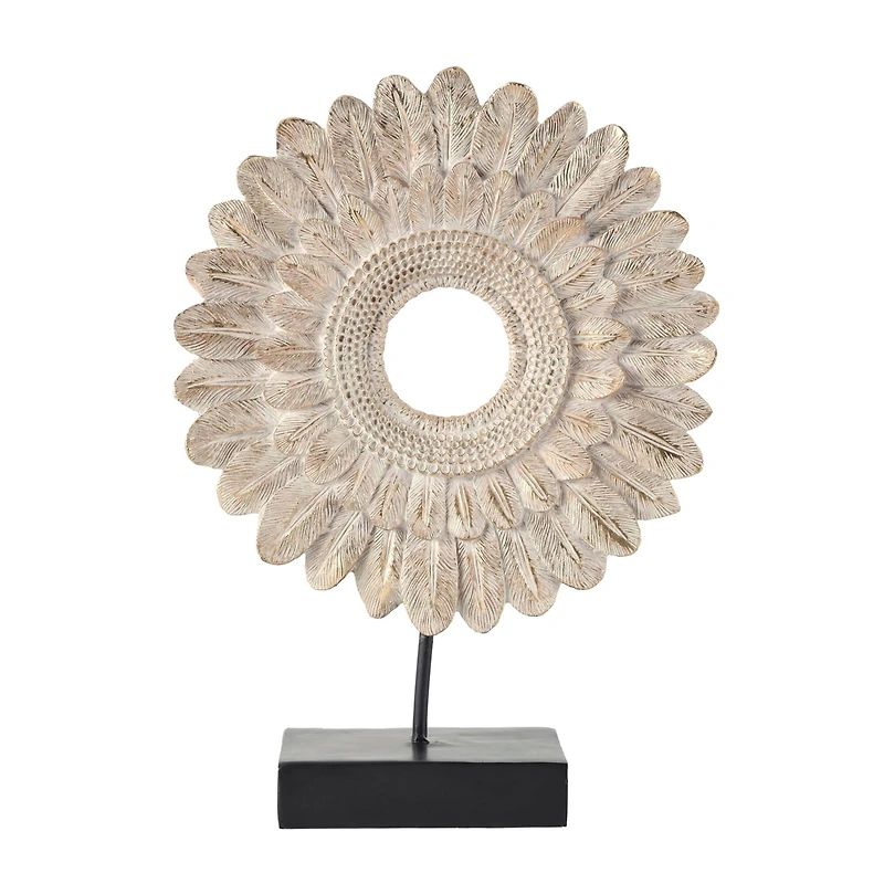 17" Cream Bird Feather Ring Sculpture