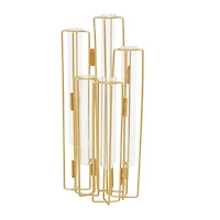 Gold Metal Contemporary Vase, 12" x 10" x 3"