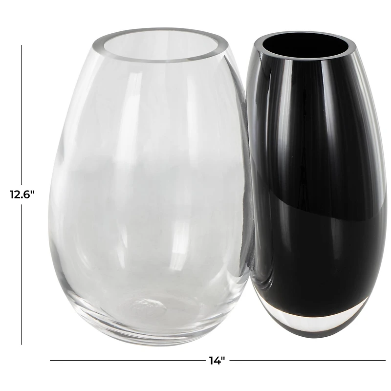Black & Clear Abstract 2 Opening Recycled Glass Vase