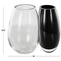 Black & Clear Abstract 2 Opening Recycled Glass Vase