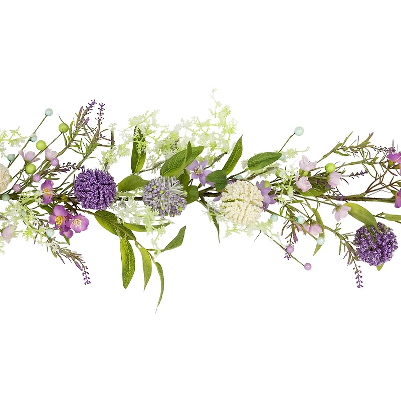 5ft. Purple Wildflower & Berry Spring Garland