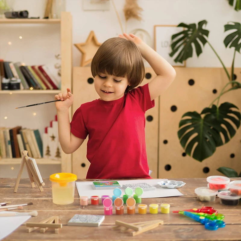 Arteza® Kids Canvas Paint Kit, 4 Mini Canvas- 3 x 3 with Easel, Nature