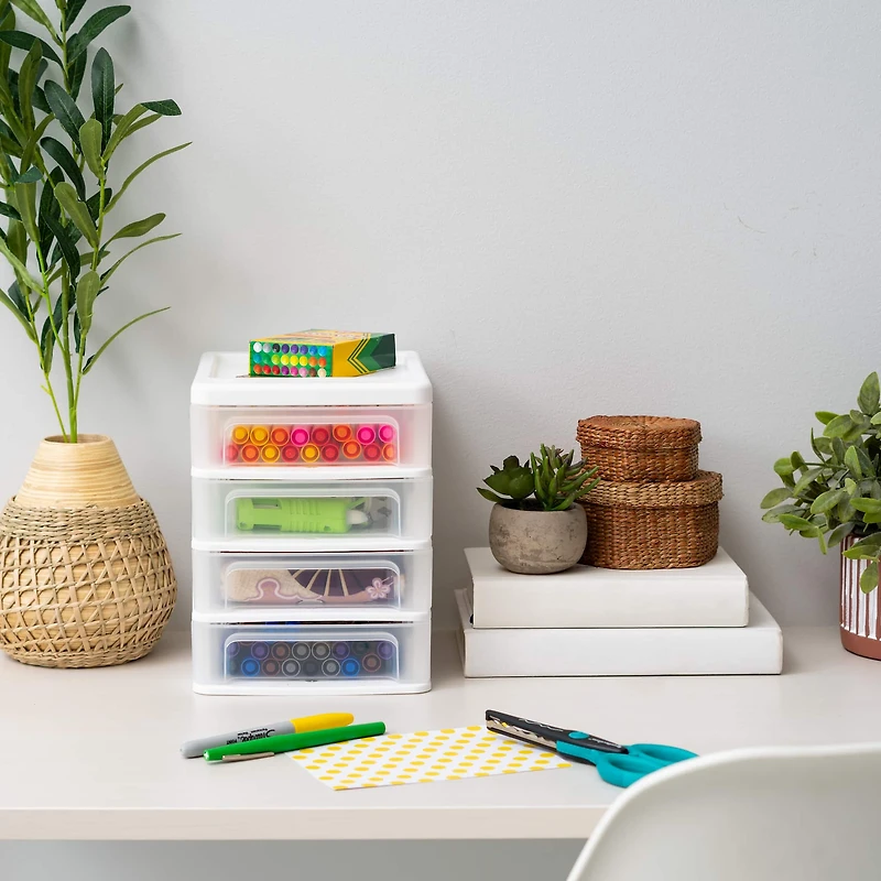 IRIS White Compact Desktop 4-Drawer System