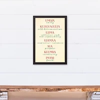 Principles of Kwanzaa Black Framed Canvas Wall Art