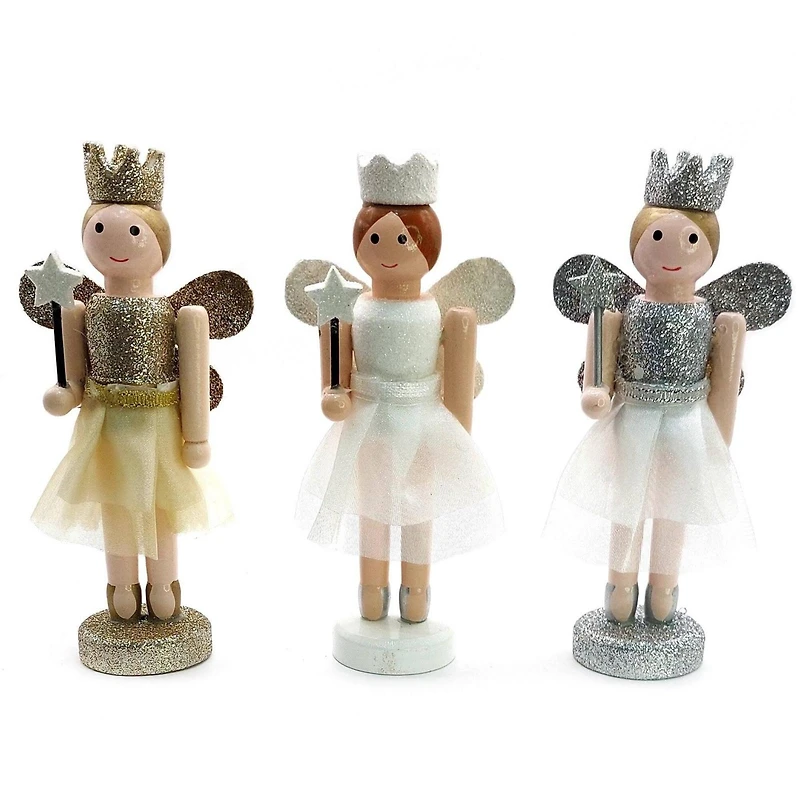 Wizardi Classic Wooden Christmas Fairies Festive Decoration Set