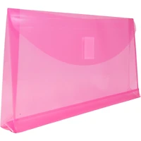 JAM Paper Fuchsia Pink Clear Pencil Pouches with Hook & Loop Closure, 12ct.