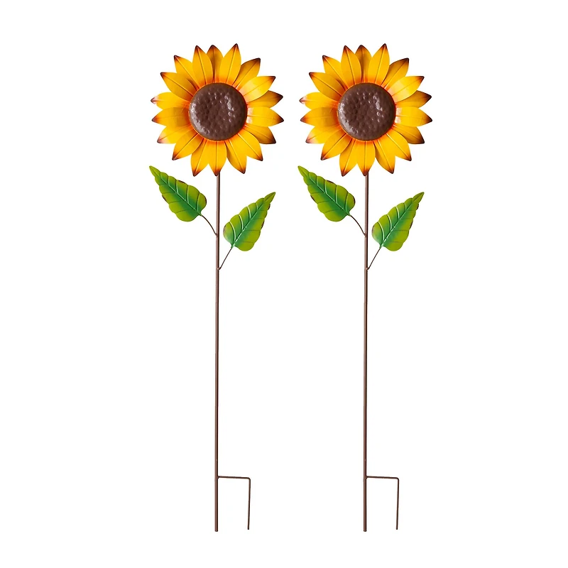 Glitzhome® 42" Fall Metal Sunflower Yard Stake Set