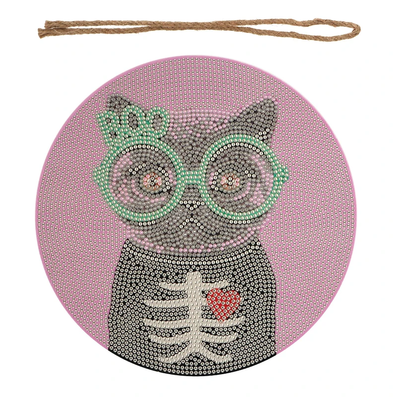 8" Boo Cat Round Wood Plaque Diamond Art Kit by Make Market®