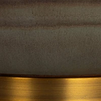 Hello Honey® Brown Stone Glaze Round Stoneware Table Lamp with Classic Cream Drum