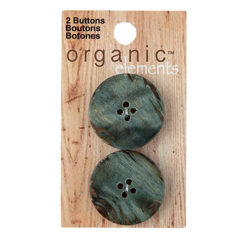 Organic Elements 1 1/8" Green Wood Buttons, 2ct.