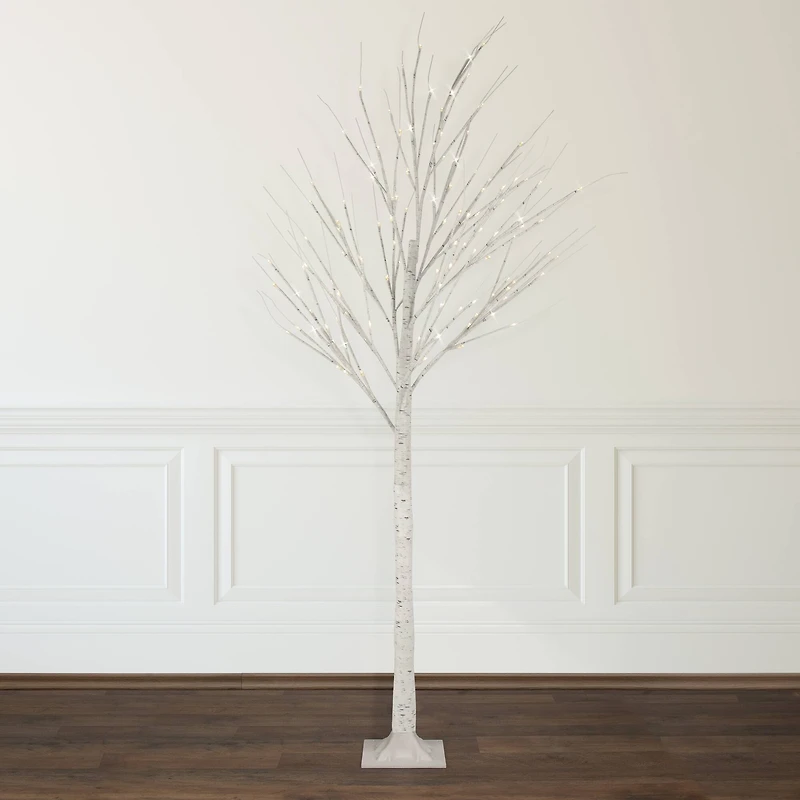 6ft. Pre-Lit White Twig Artificial Christmas Tree, Warm White LED Lights