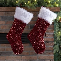 Glitzhome® 21" Red Sequin Stocking, Set Of 2