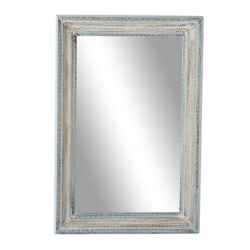 48" White Wood Farmhouse Wall Mirror
