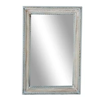 48" White Wood Farmhouse Wall Mirror