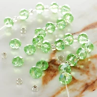 12 Pack: Peridot Faceted Glass Rondelle Beads, 8mm by Bead Landing™