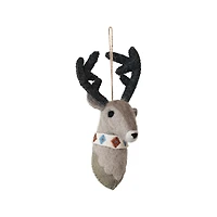 Hello Honey® 10" Handmade Wool Felt Reindeer Head Ornament with Embroidery