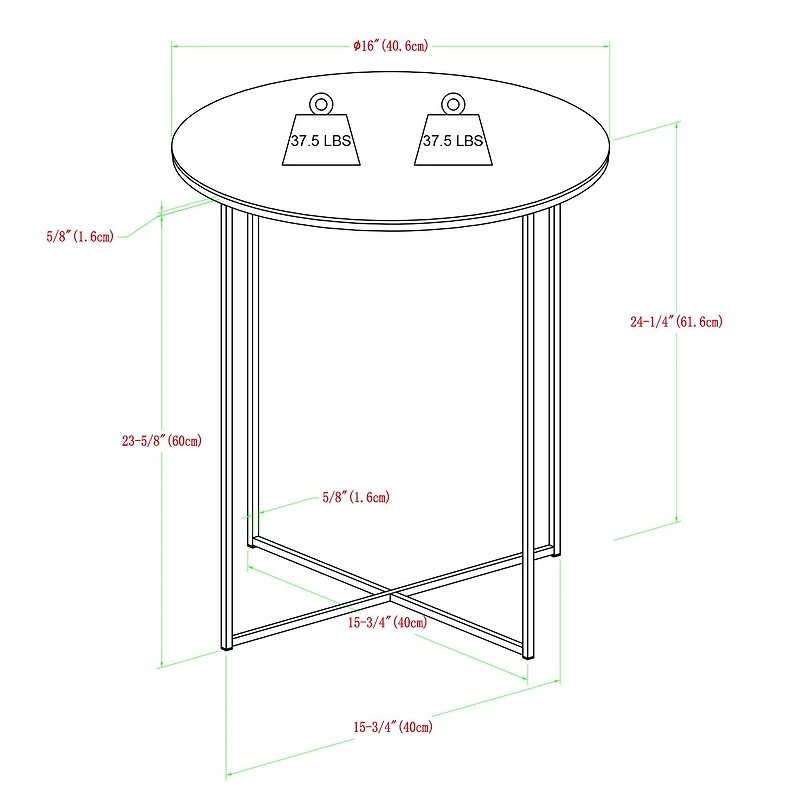 Walker Edison 16" Faux Stone Round Glam Side Table