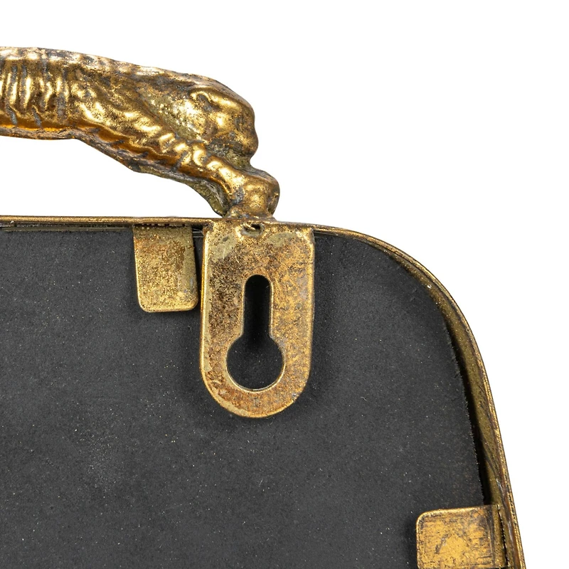 Hello Honey® 10" Gold Antique Metal Wall Mirror with Leopard Handle