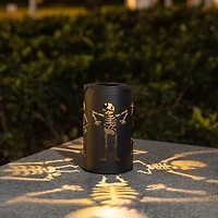 Glitzhome® 10.75" Halloween Metal Skeleton Solar Powered LED Lantern