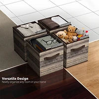 Sorbus 11" Brown Wood Pattern Foldable Storage Cubes, 4ct.