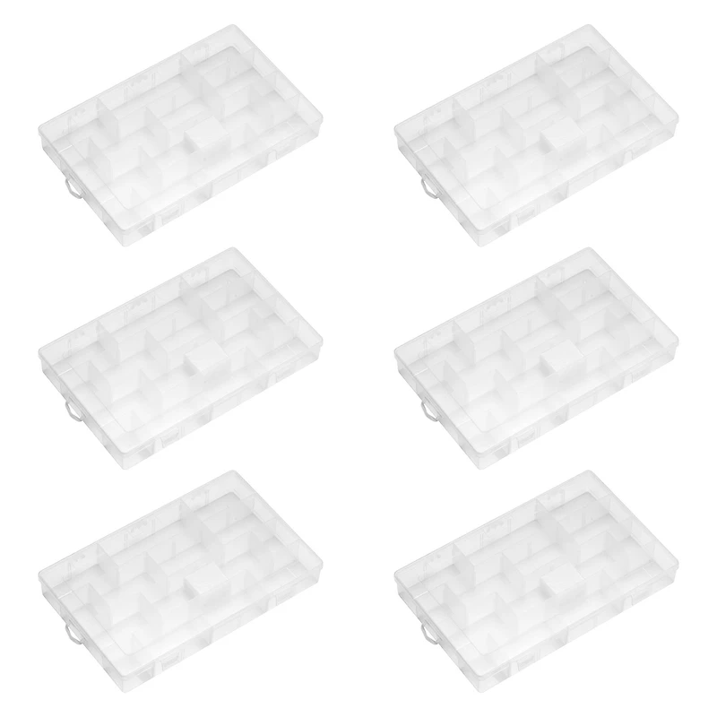 6 Pack: 13.5" x 8.5" Clear Adjustable Plastic Storage Case by Simply Tidy®