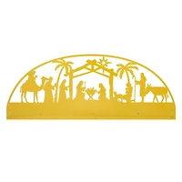 Glitzhome® 23.5" Wooden & Metal Gold Foil Nativity Countdown Calendar Décor