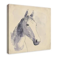 Navy Horse Sketch 30" x 30" Canvas Wall Art