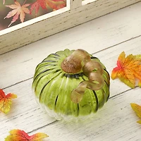 Glitzhome® Short Crackle Glass Pumpkin, Green