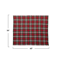Hello Honey® 60" Red Plaid Brushed Cotton Flannel Throw with Sherpa Back