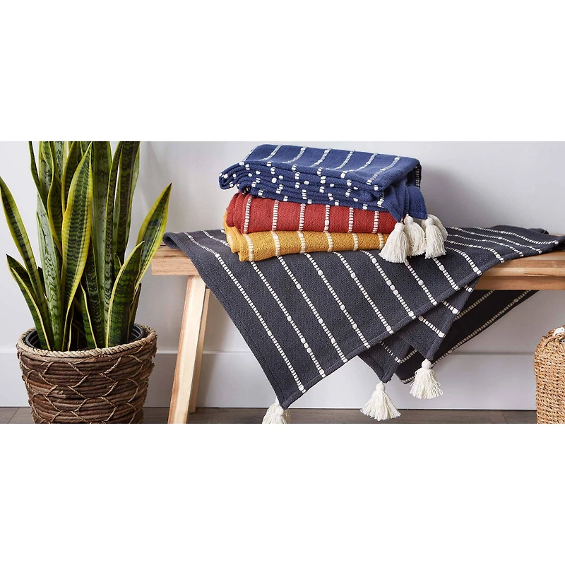 DII® White Slub Stripe Throw