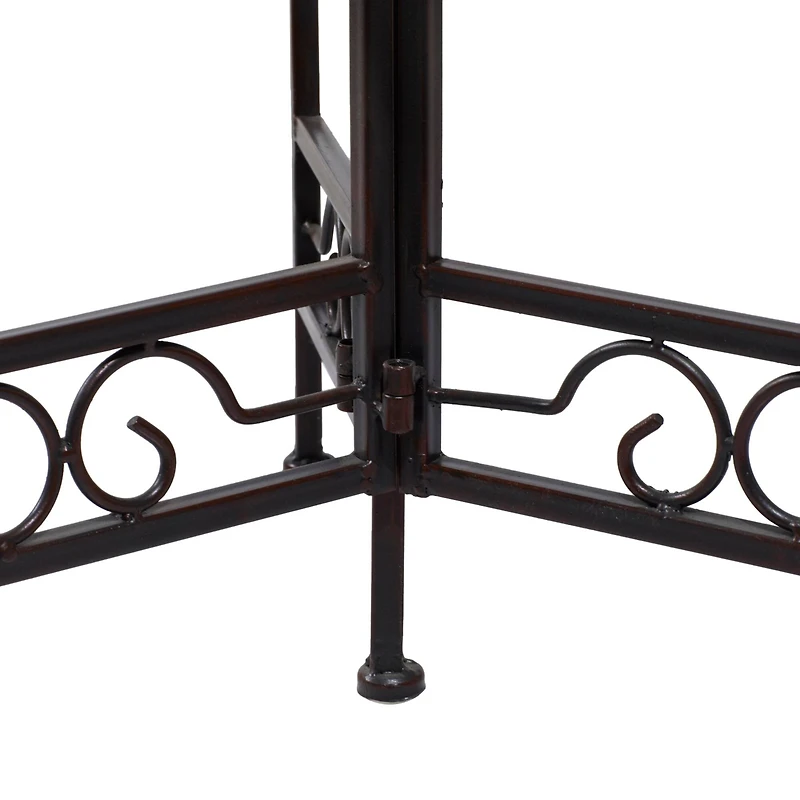 24" Brown Metal Tiered Traditional Plant Stand