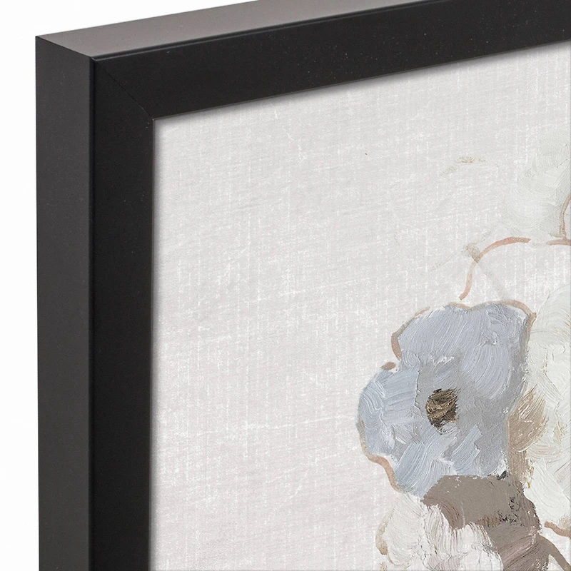 Sketchy Muted Florals Black Framed Canvas