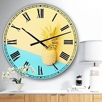Designart Pink and Blue Pineapple Large Modern Wall Clock