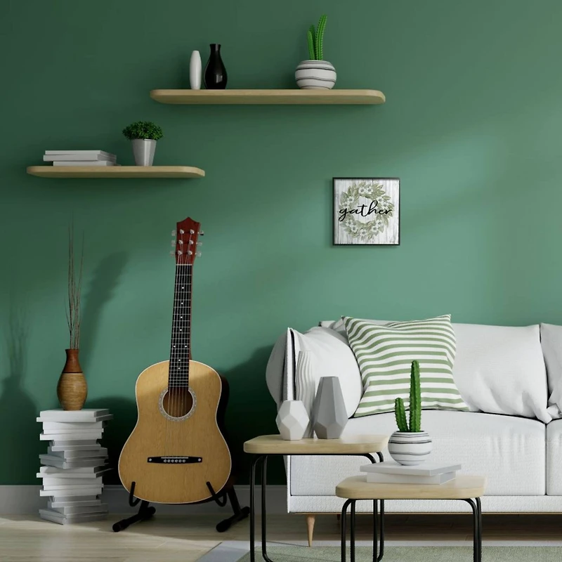 Stupell Industries Floral Wreath Wall Art in Black Frame