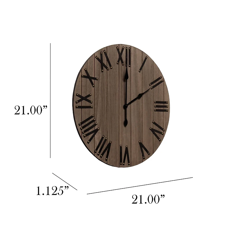 Elegant Designs Handsome 21" Farmhouse Wood Wall Clock